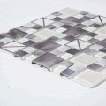 Glass Mixed Metal and Stone Small Square Mosaic Tiles